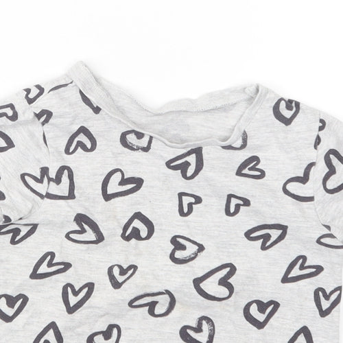 George Girls Grey Geometric  Basic T-Shirt Size 3-4 Years