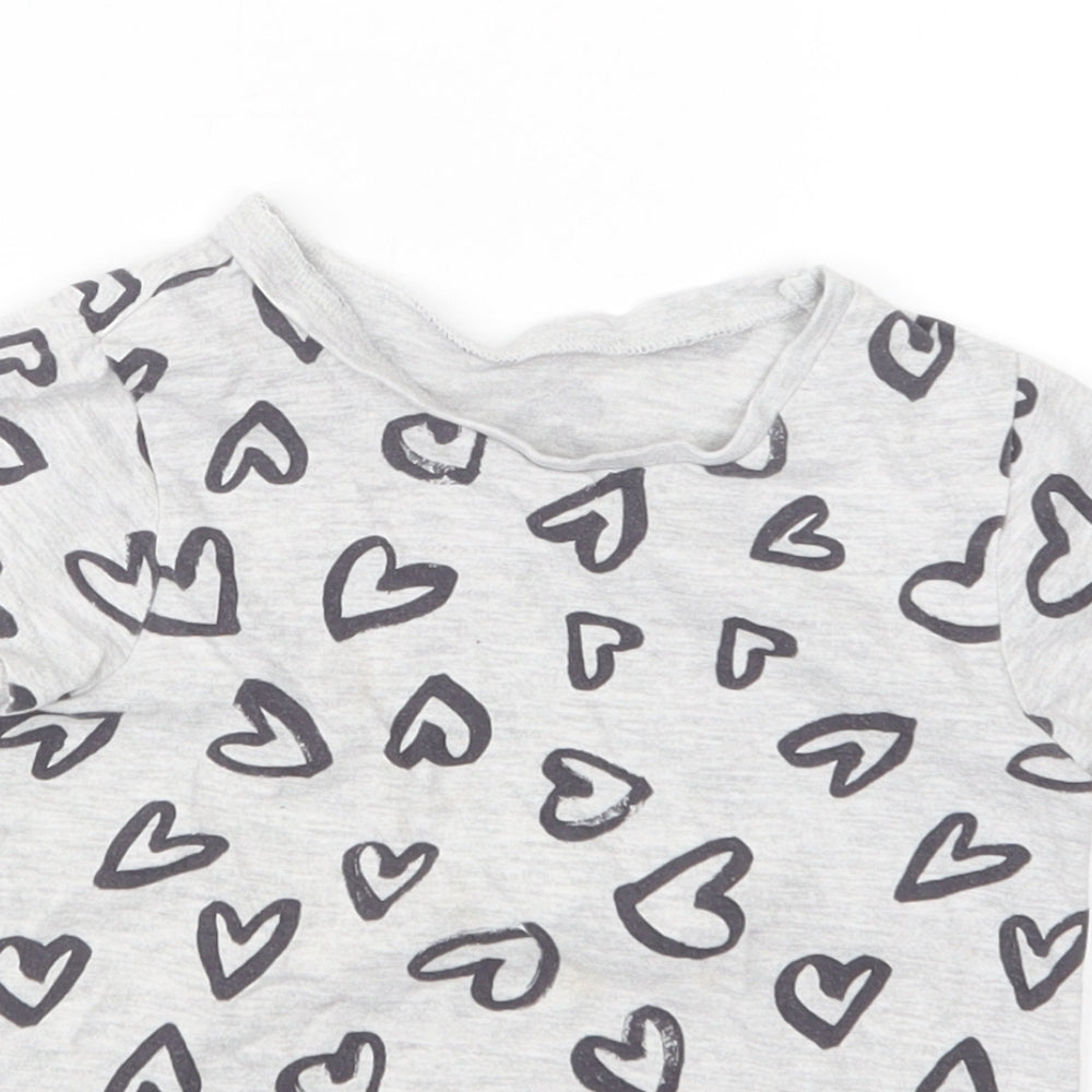 George Girls Grey Geometric  Basic T-Shirt Size 3-4 Years