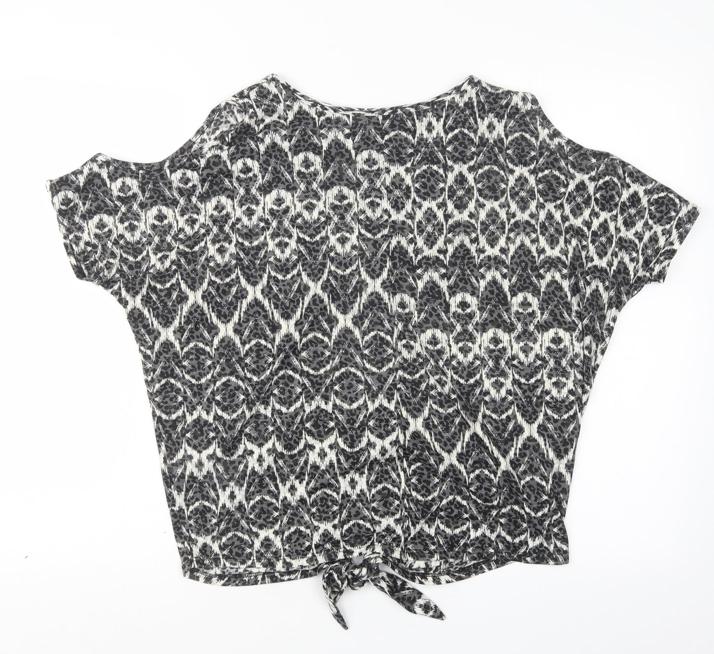 Wallis Womens Black Geometric  Basic T-Shirt Size S