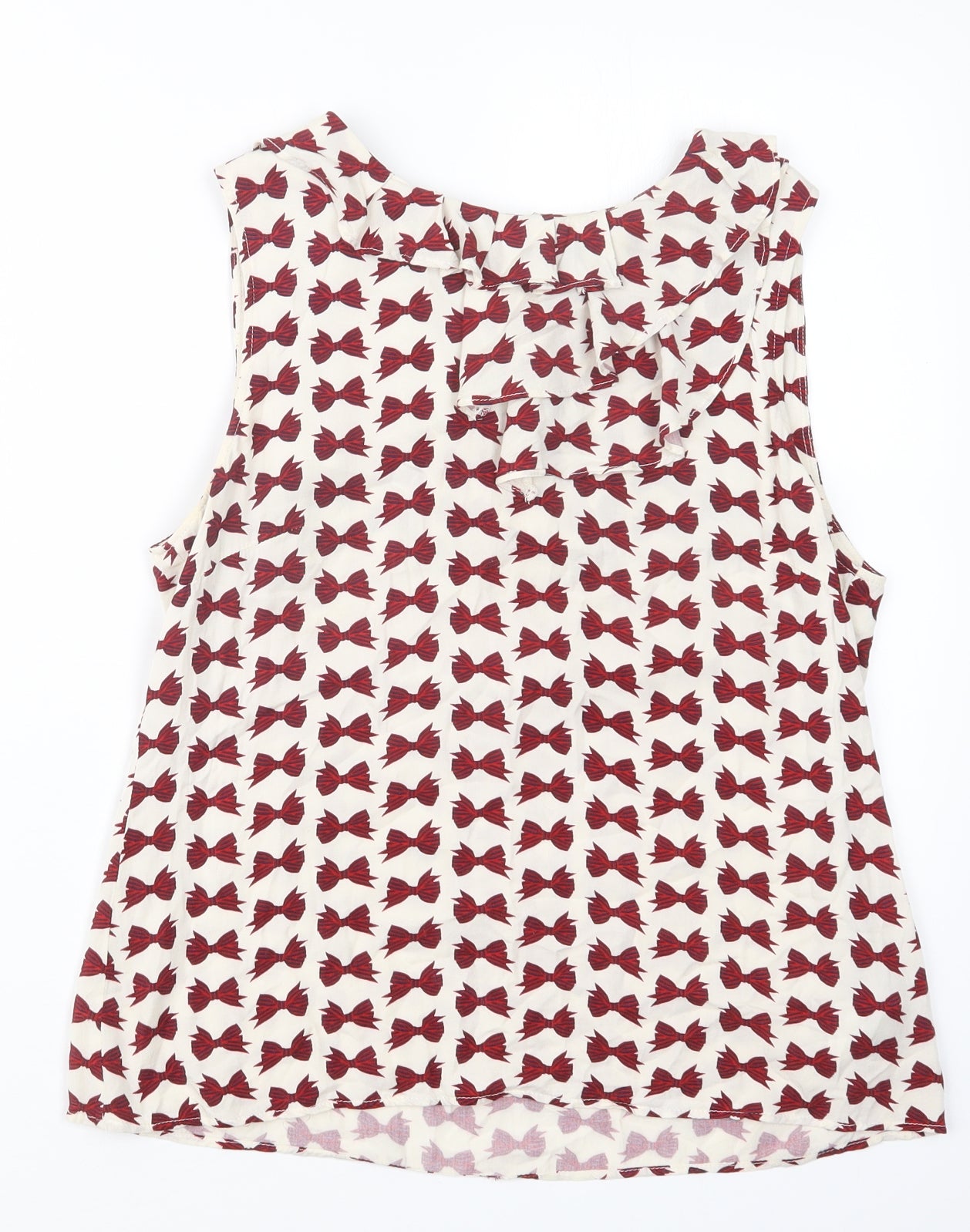 Oasis Womens Red Geometric  Basic Blouse Size 10