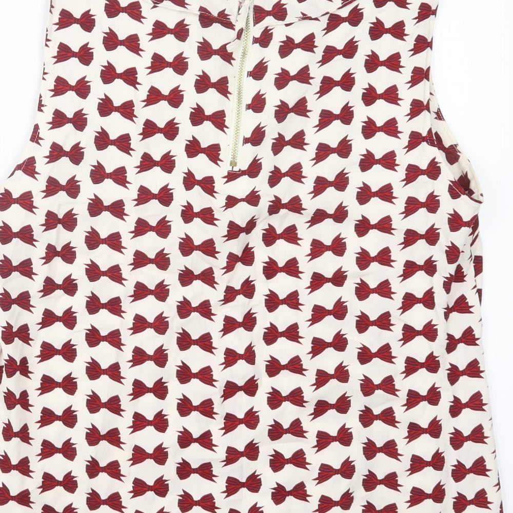 Oasis Womens Red Geometric  Basic Blouse Size 10