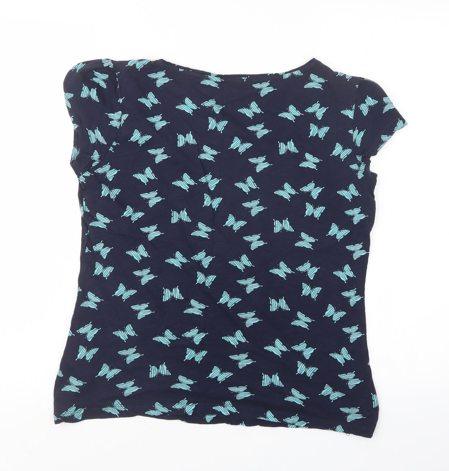 Red Herring Womens Blue Geometric  Basic T-Shirt Size 14