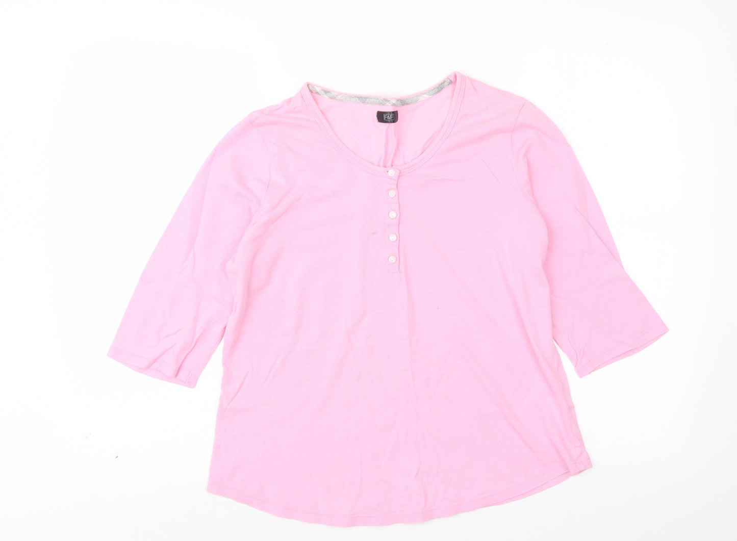 F&F Womens Pink Geometric  Top Pyjama Top Size 12