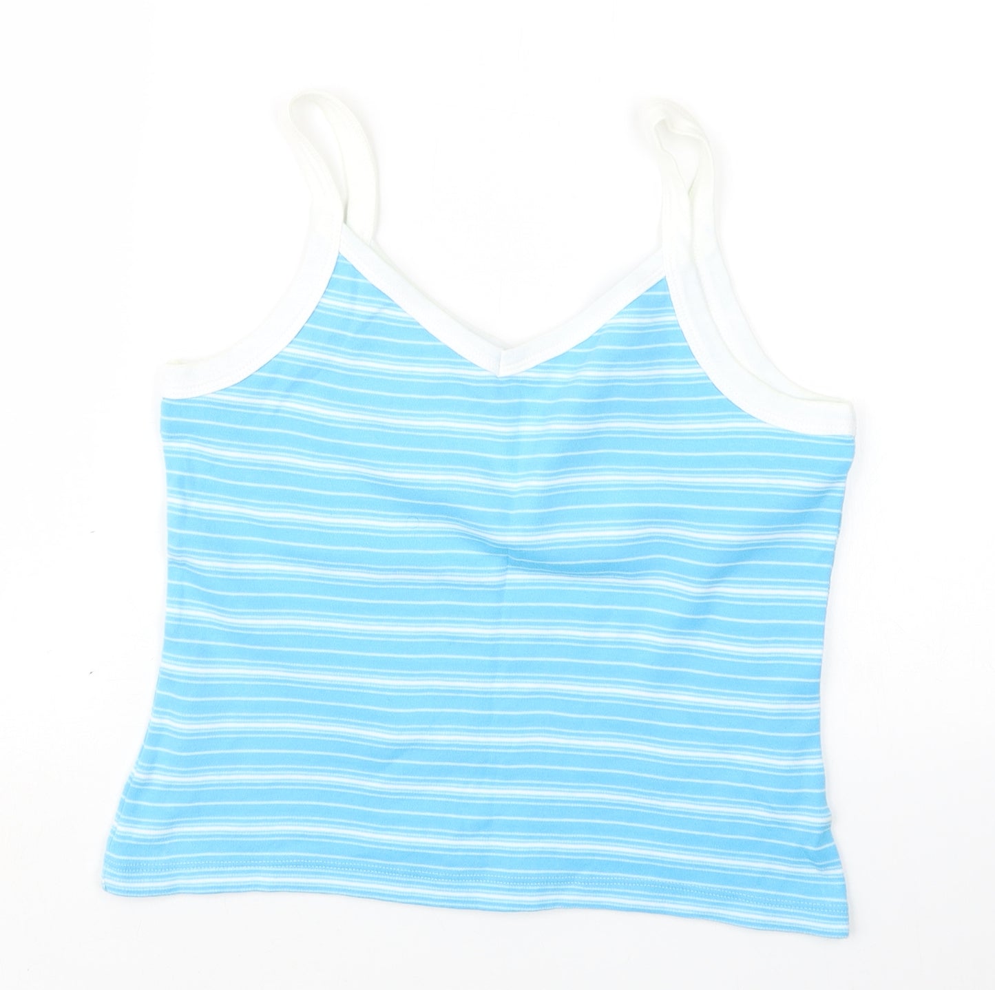 BHS Womens Blue Striped  Cropped T-Shirt Size 14