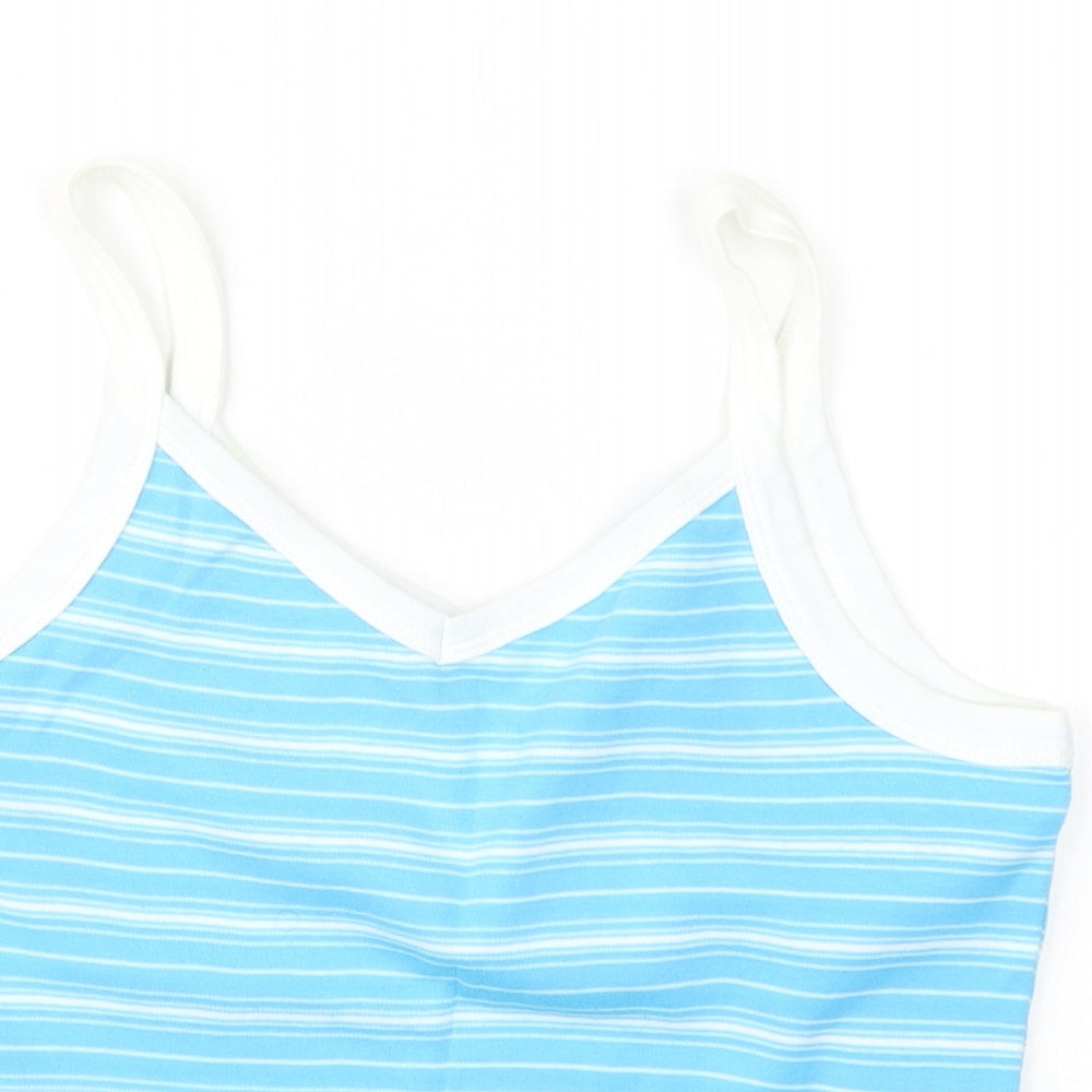 BHS Womens Blue Striped  Cropped T-Shirt Size 14