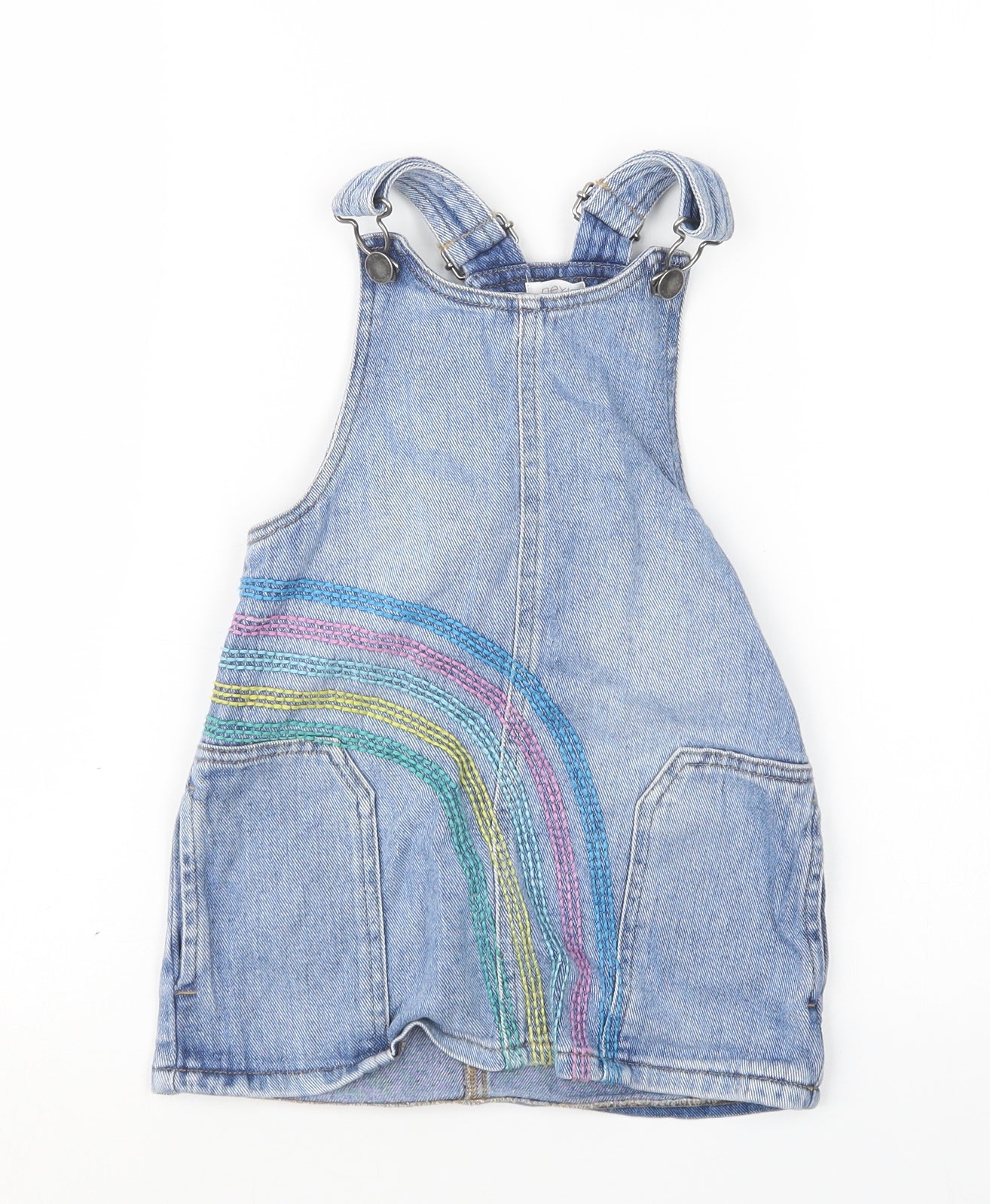 NEXT Girls Blue  Denim Pinafore/Dungaree Dress  Size 3-4 Years