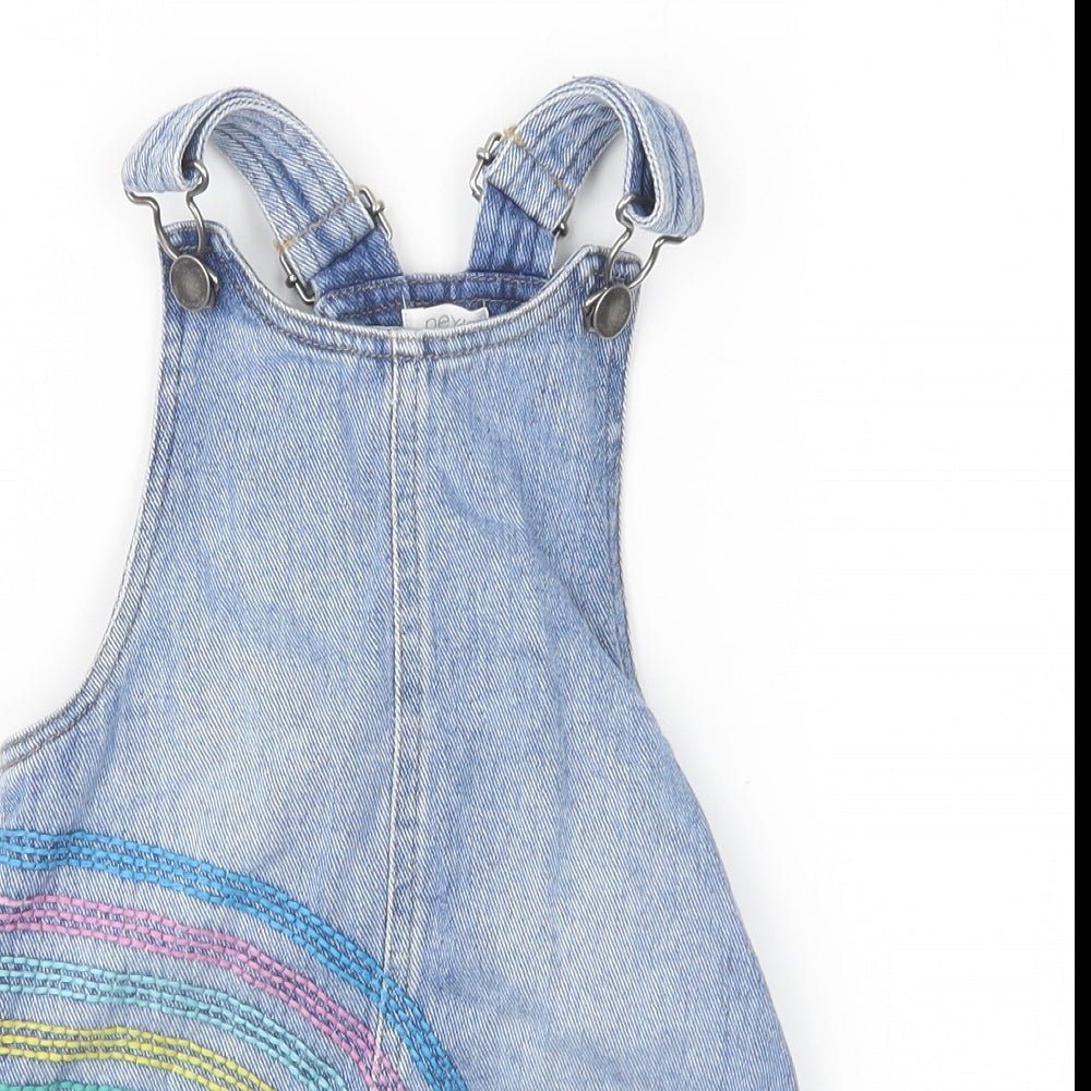 NEXT Girls Blue  Denim Pinafore/Dungaree Dress  Size 3-4 Years