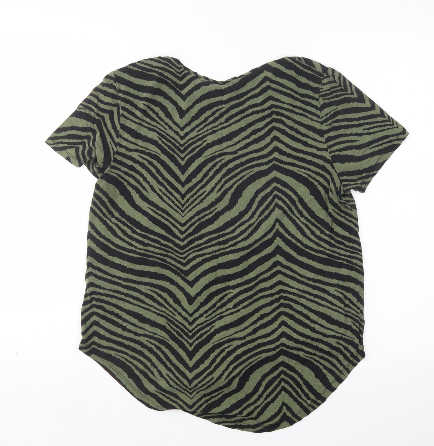 Oasis Womens Black Animal Print  Basic T-Shirt Size M