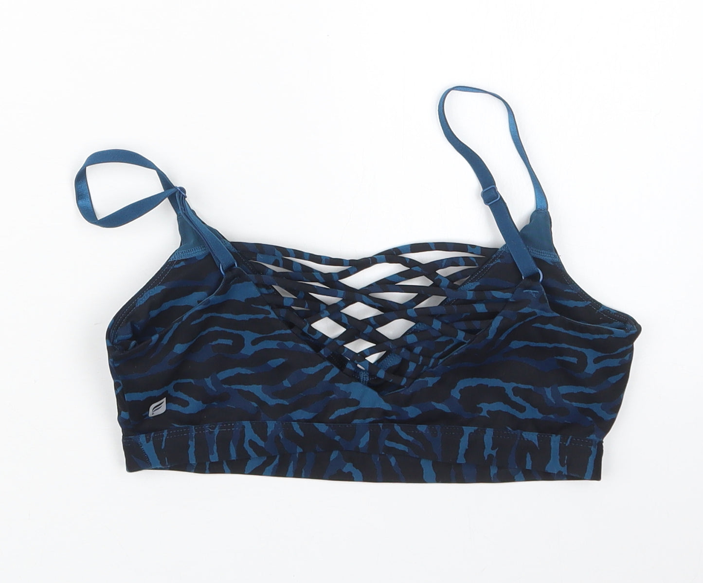 Fabletics Womens Blue Geometric  Cropped T-Shirt Size S  - Sports Bra
