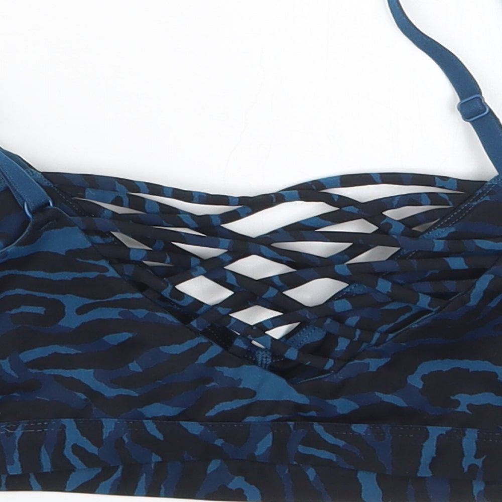 Fabletics Womens Blue Geometric  Cropped T-Shirt Size S  - Sports Bra