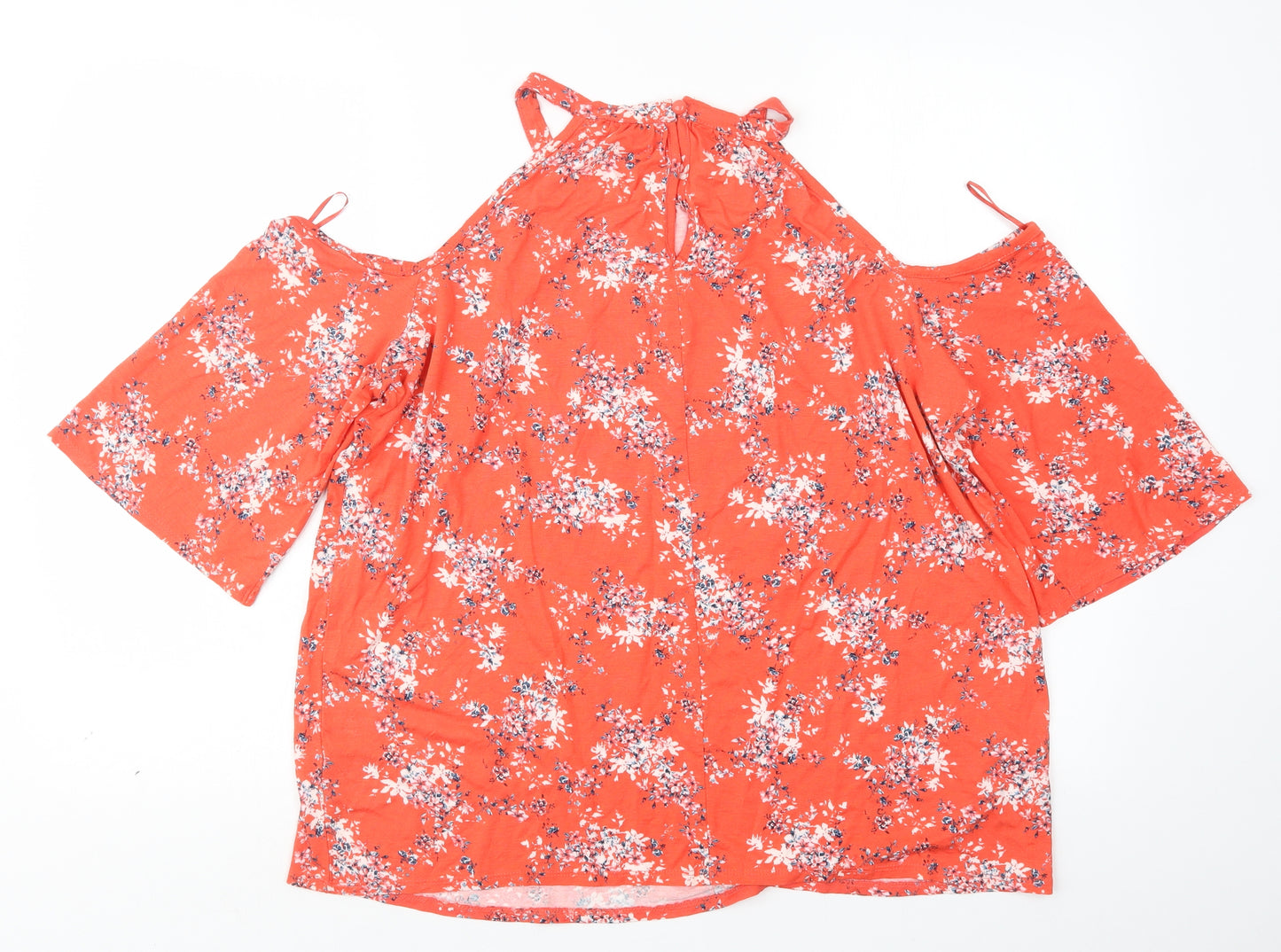 George Womens Red Floral  Basic Blouse Size 16