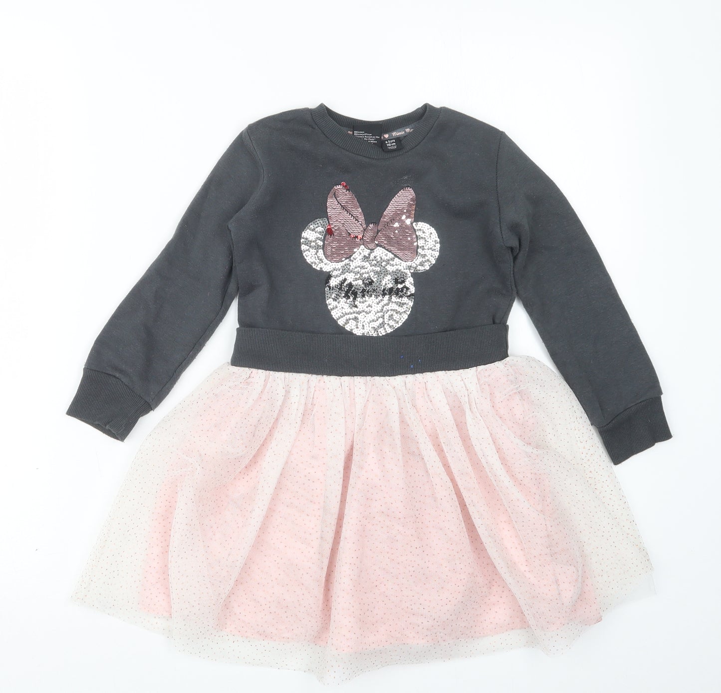 Primark Girls Grey   Jumper Dress  Size 4-5 Years  - Minnie Mouse