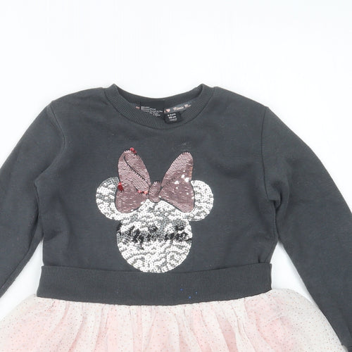 Primark Girls Grey   Jumper Dress  Size 4-5 Years  - Minnie Mouse