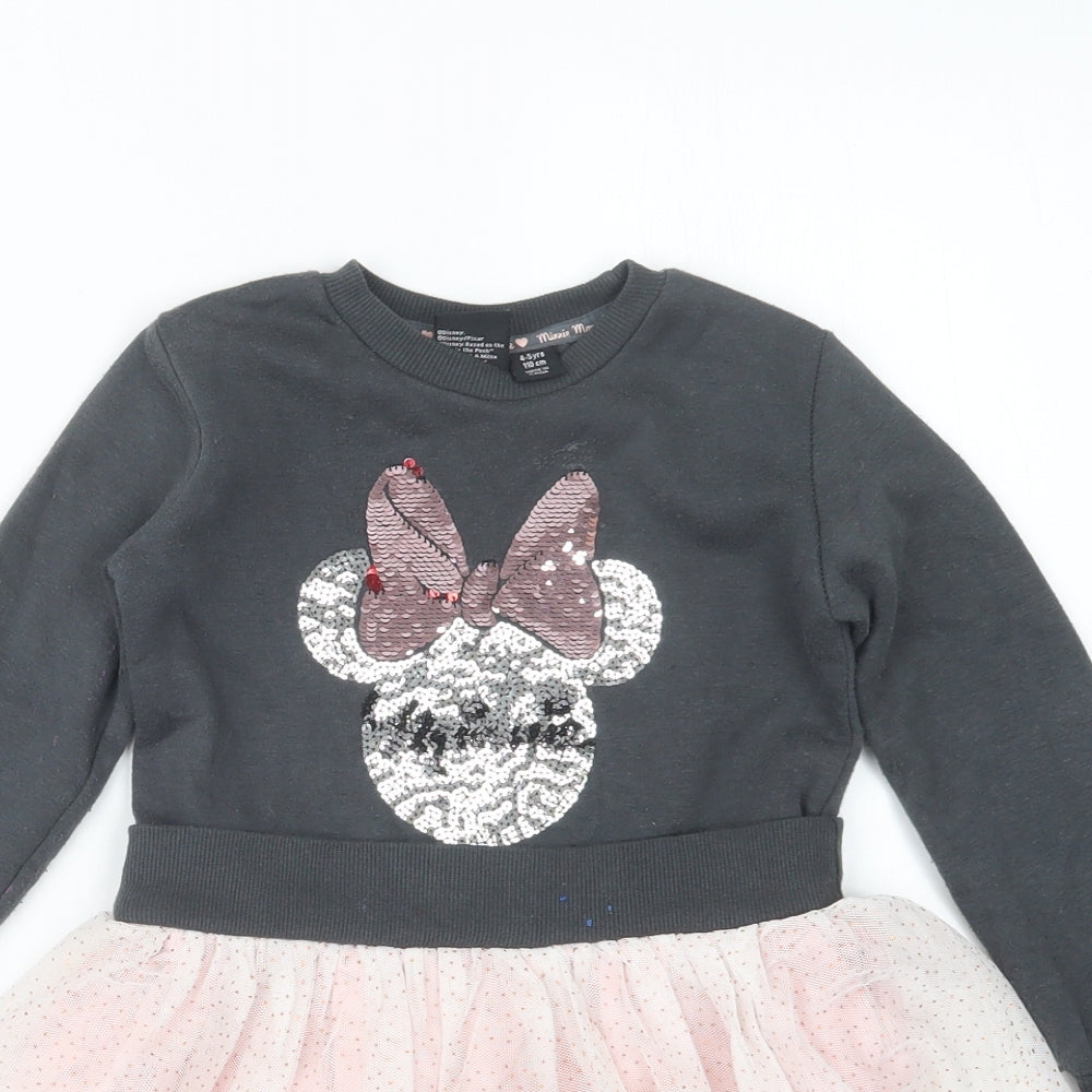 Primark Girls Grey   Jumper Dress  Size 4-5 Years  - Minnie Mouse