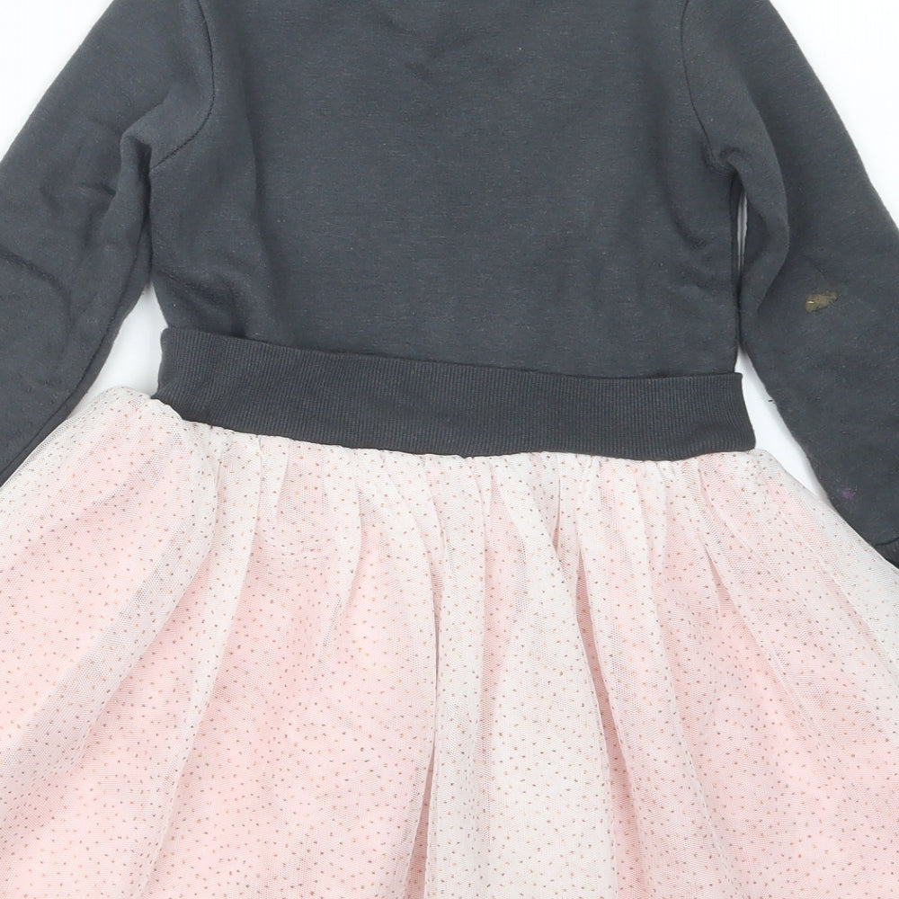 Primark Girls Grey   Jumper Dress  Size 4-5 Years  - Minnie Mouse