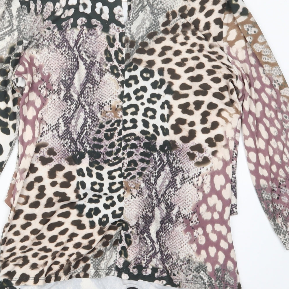 Star Womens Beige Geometric  Basic Blouse Size 14