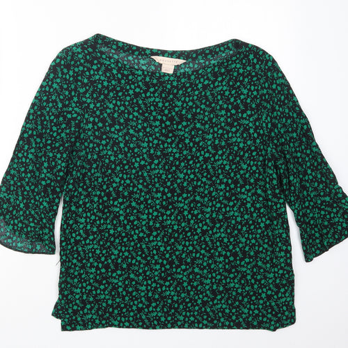 Mauvette Womens Green Geometric  Basic Blouse Size 14