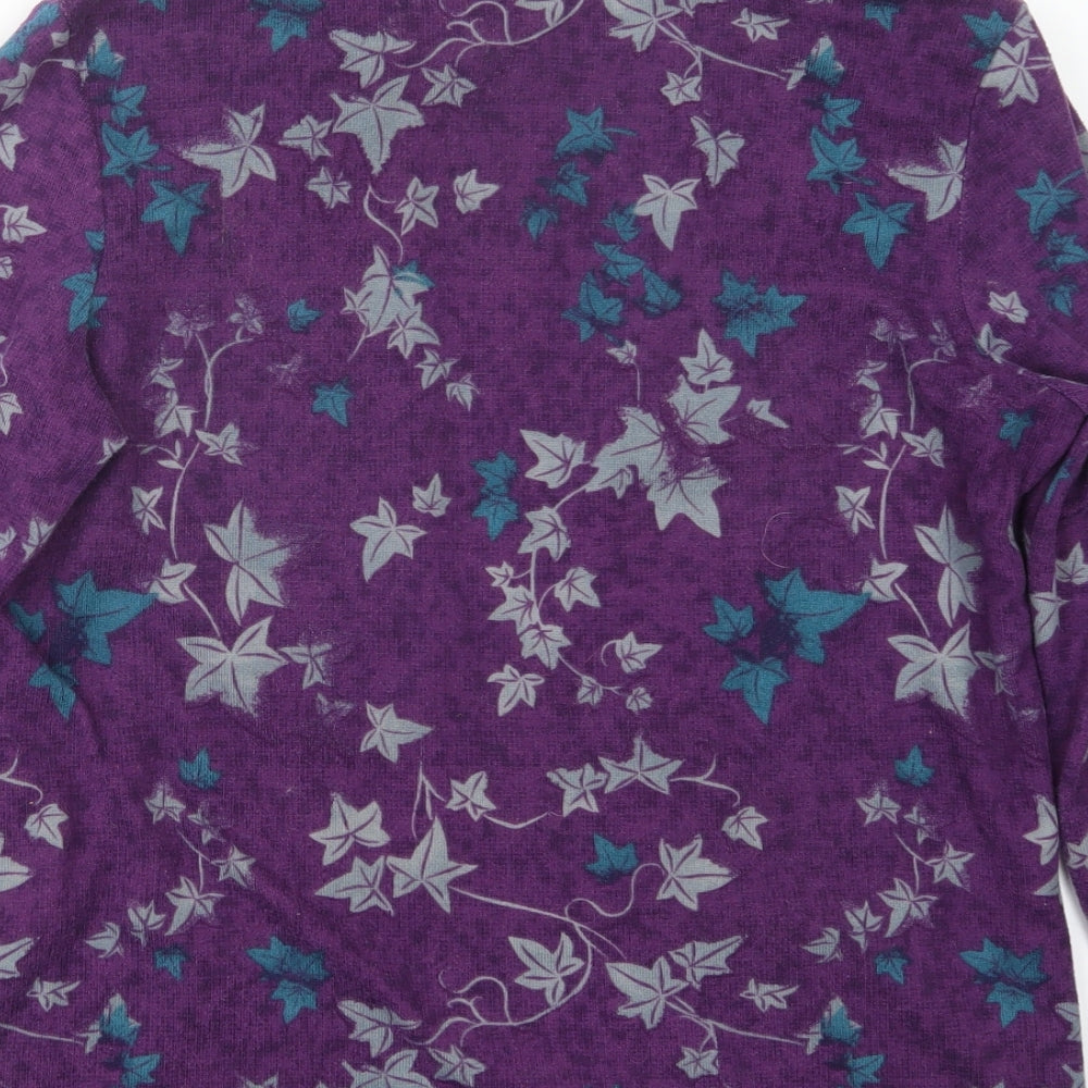 EWM Womens Purple Geometric  Cardigan Jumper Size 12  - Top and cardigan in one