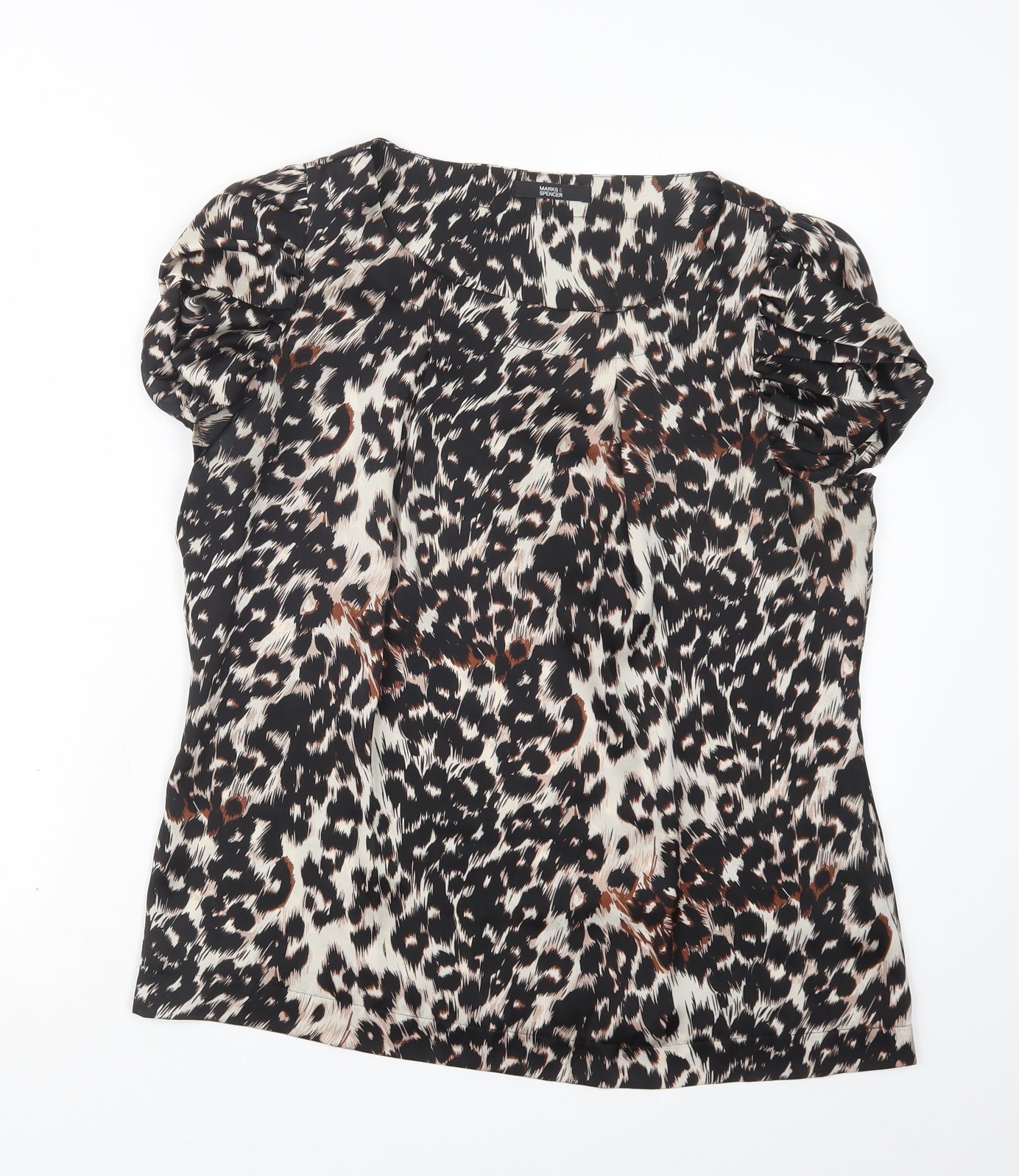 Marks and Spencer Womens Brown Animal Print  Basic Blouse Size 14