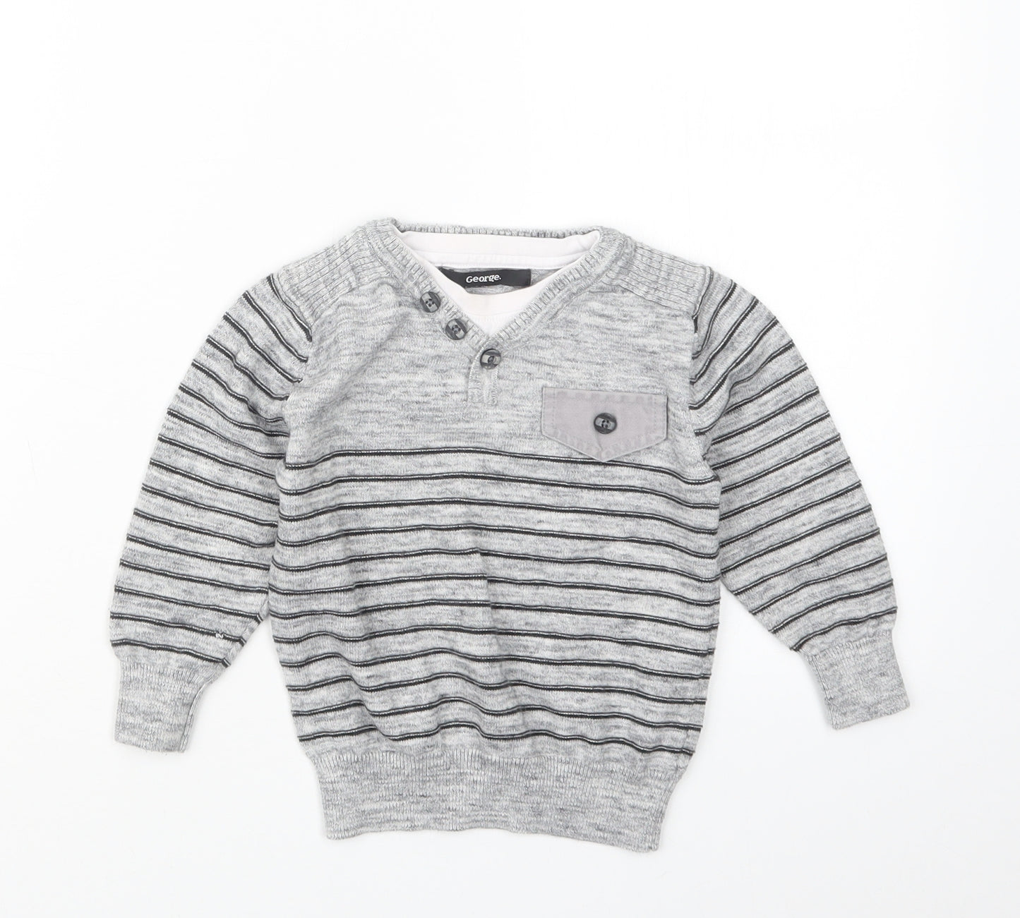 George Boys Grey  Knit Pullover Jumper Size 18-24 Months