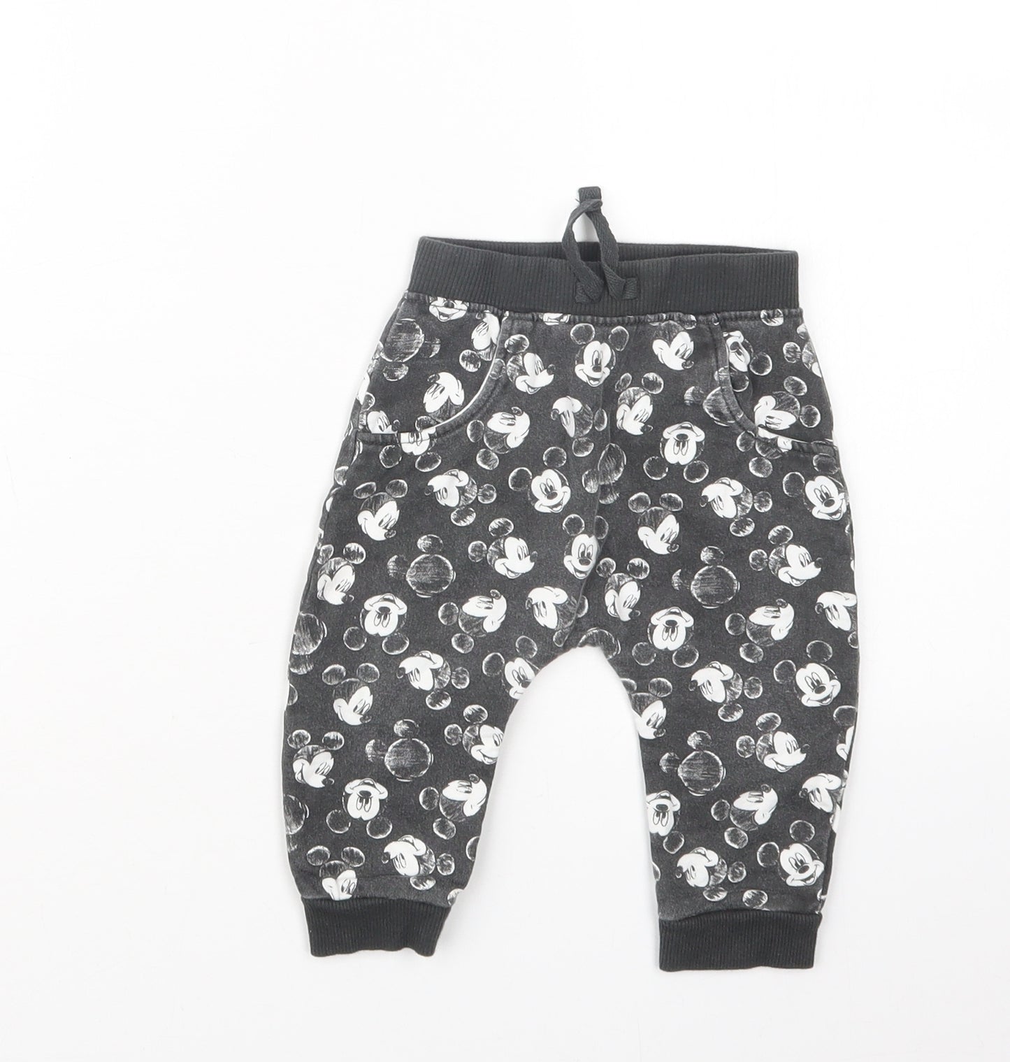 George Boys Black Geometric  Jogger Trousers Size 6-9 Months  - Mickey Mouse