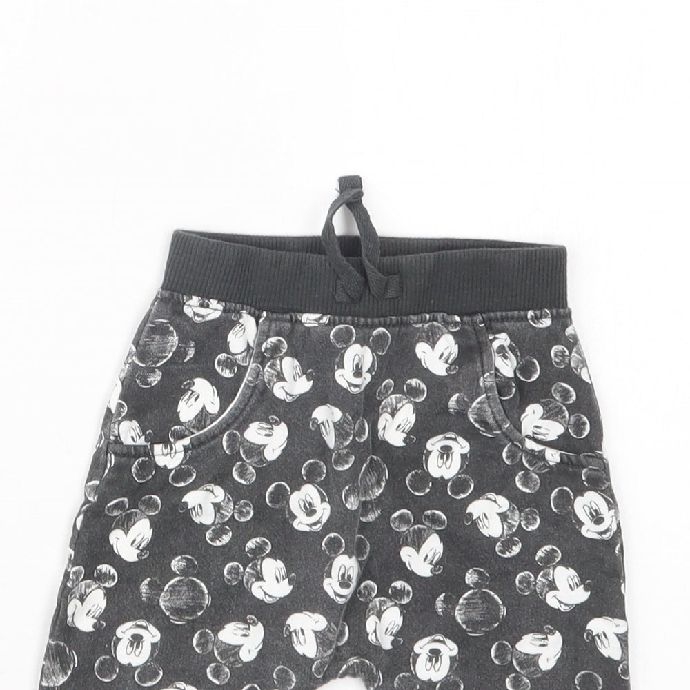 George Boys Black Geometric  Jogger Trousers Size 6-9 Months  - Mickey Mouse