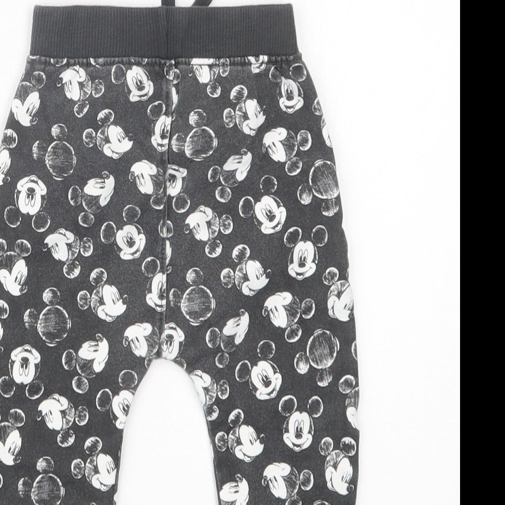 George Boys Black Geometric  Jogger Trousers Size 6-9 Months  - Mickey Mouse