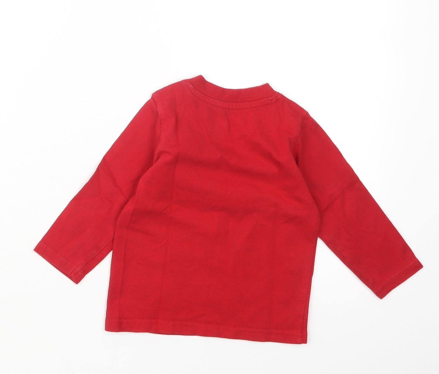 George Boys Red   Basic T-Shirt Size 6-9 Months  - Mickey Mouse Christmas