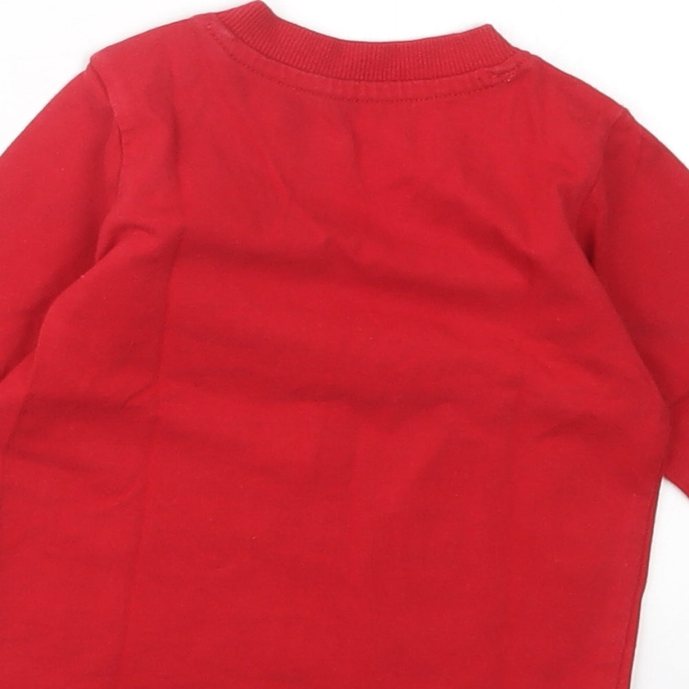 George Boys Red   Basic T-Shirt Size 6-9 Months  - Mickey Mouse Christmas