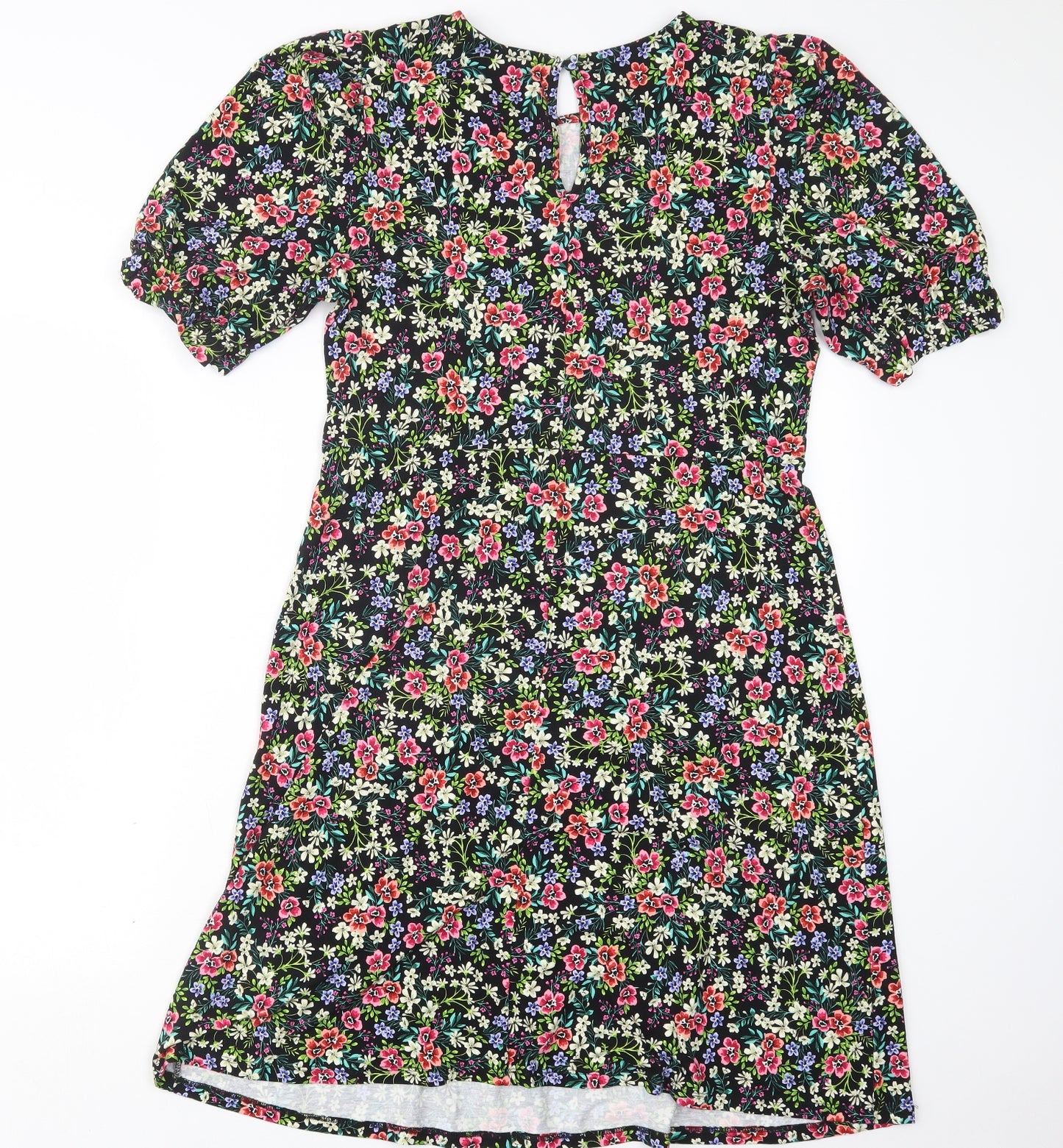 &et Womens Black Floral  T-Shirt Dress  Size 14