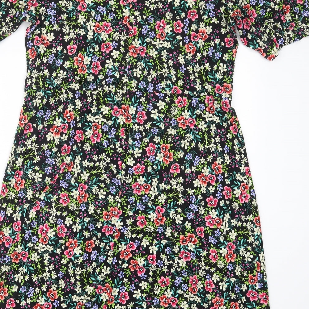 &et Womens Black Floral  T-Shirt Dress  Size 14