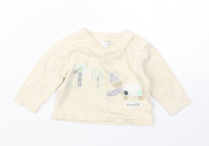 Earlydays Boys Beige Basic T-Shirt Size 0-3 Months