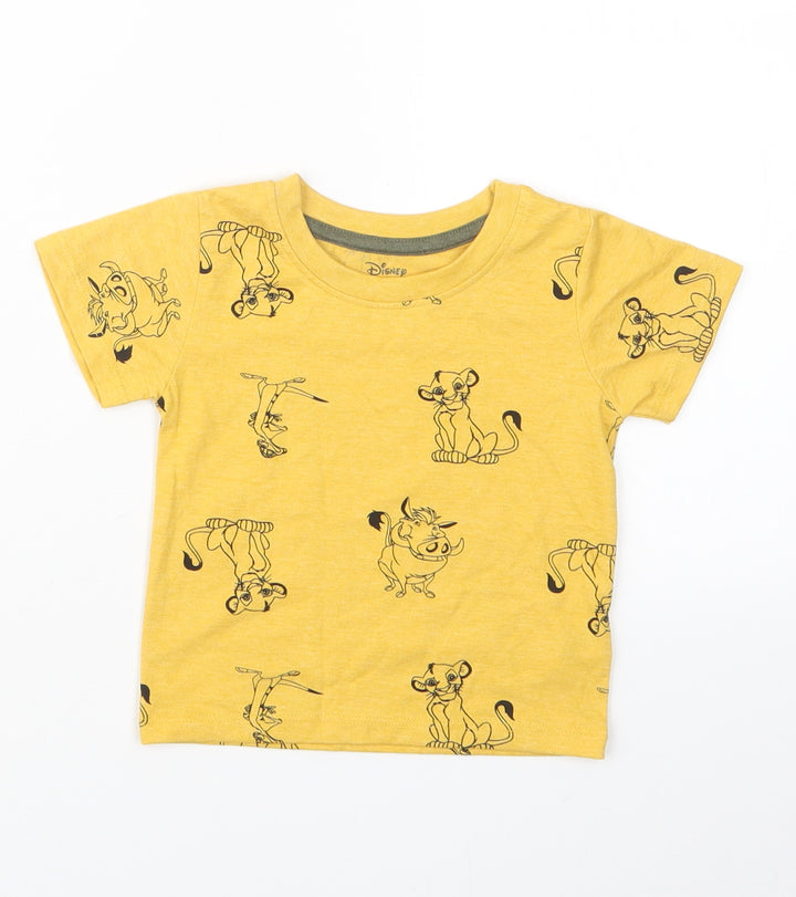 Primark Boys Yellow Geometric  Basic T-Shirt Size 9-12 Months  - The Lion King