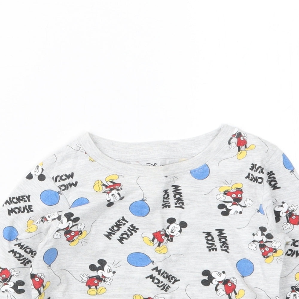 Primark Boys Grey Geometric  Basic T-Shirt Size 12-18 Months  - Mickey Mouse