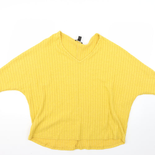 New Look Womens Yellow Striped  Pullover Jumper Size M