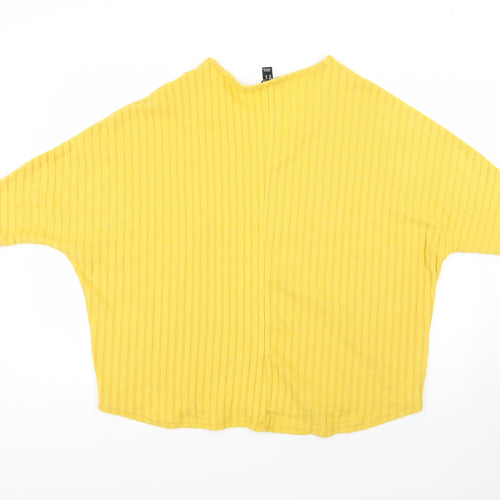 New Look Womens Yellow Striped  Pullover Jumper Size M