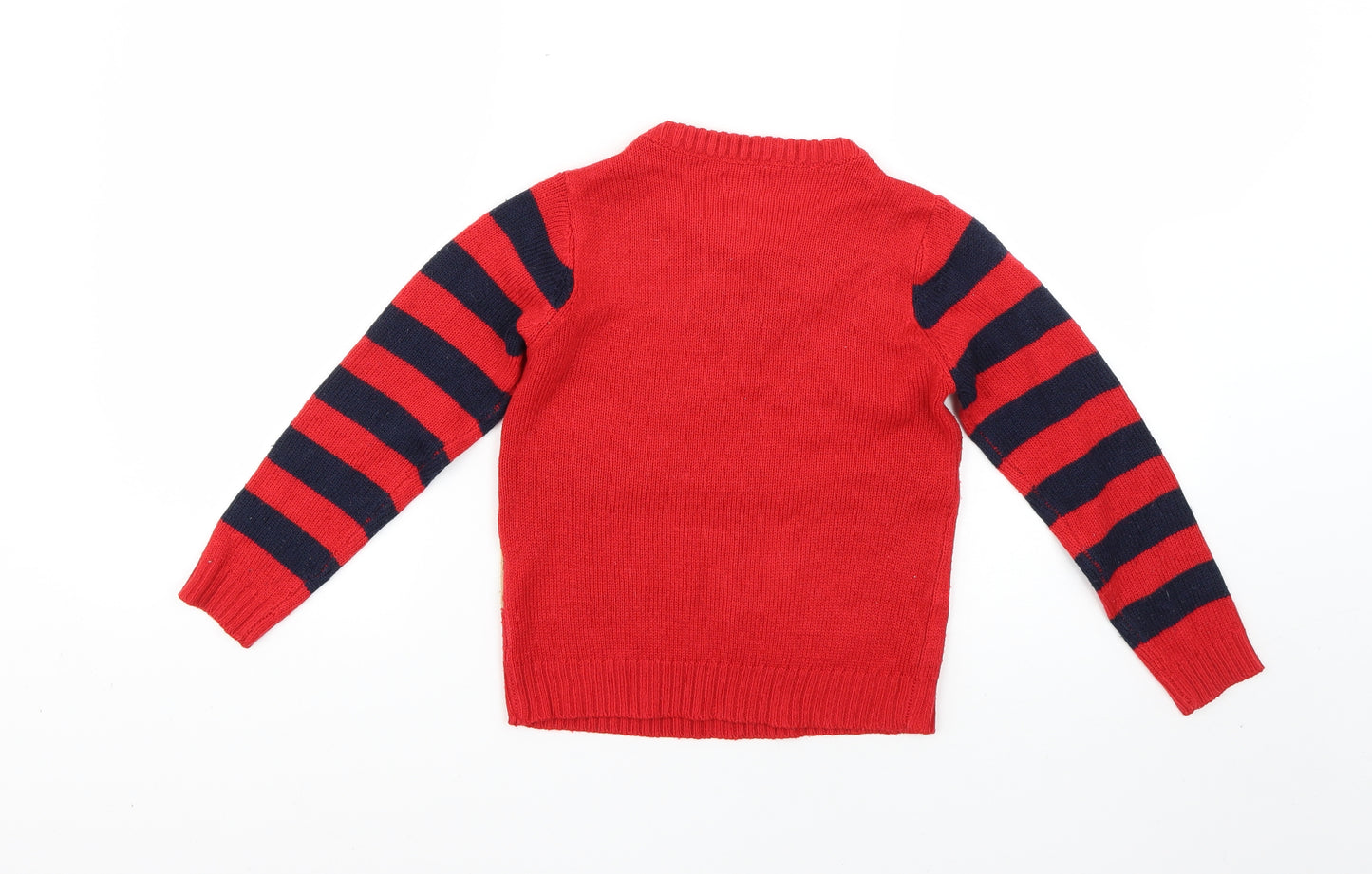 Preworn Boys Multicoloured Striped  Pullover Jumper Size 7-8 Years  - Christmas
