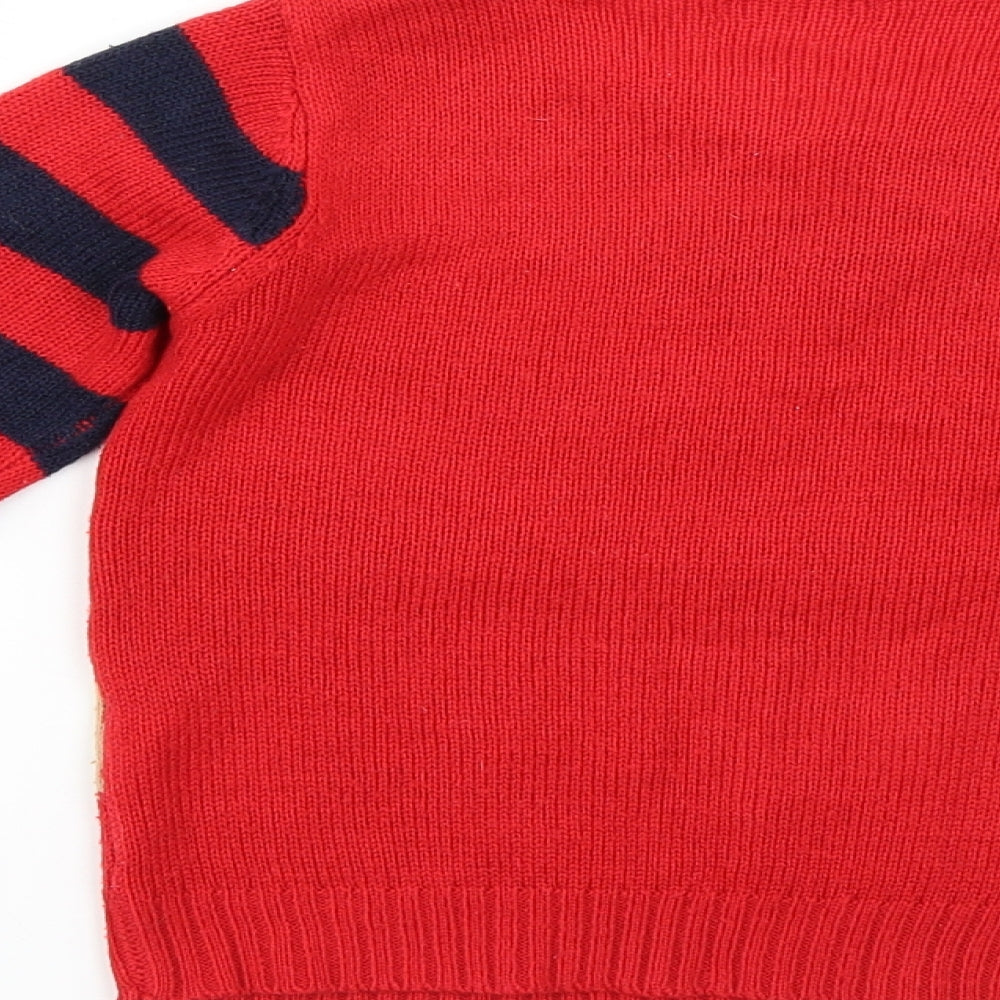 Preworn Boys Multicoloured Striped  Pullover Jumper Size 7-8 Years  - Christmas