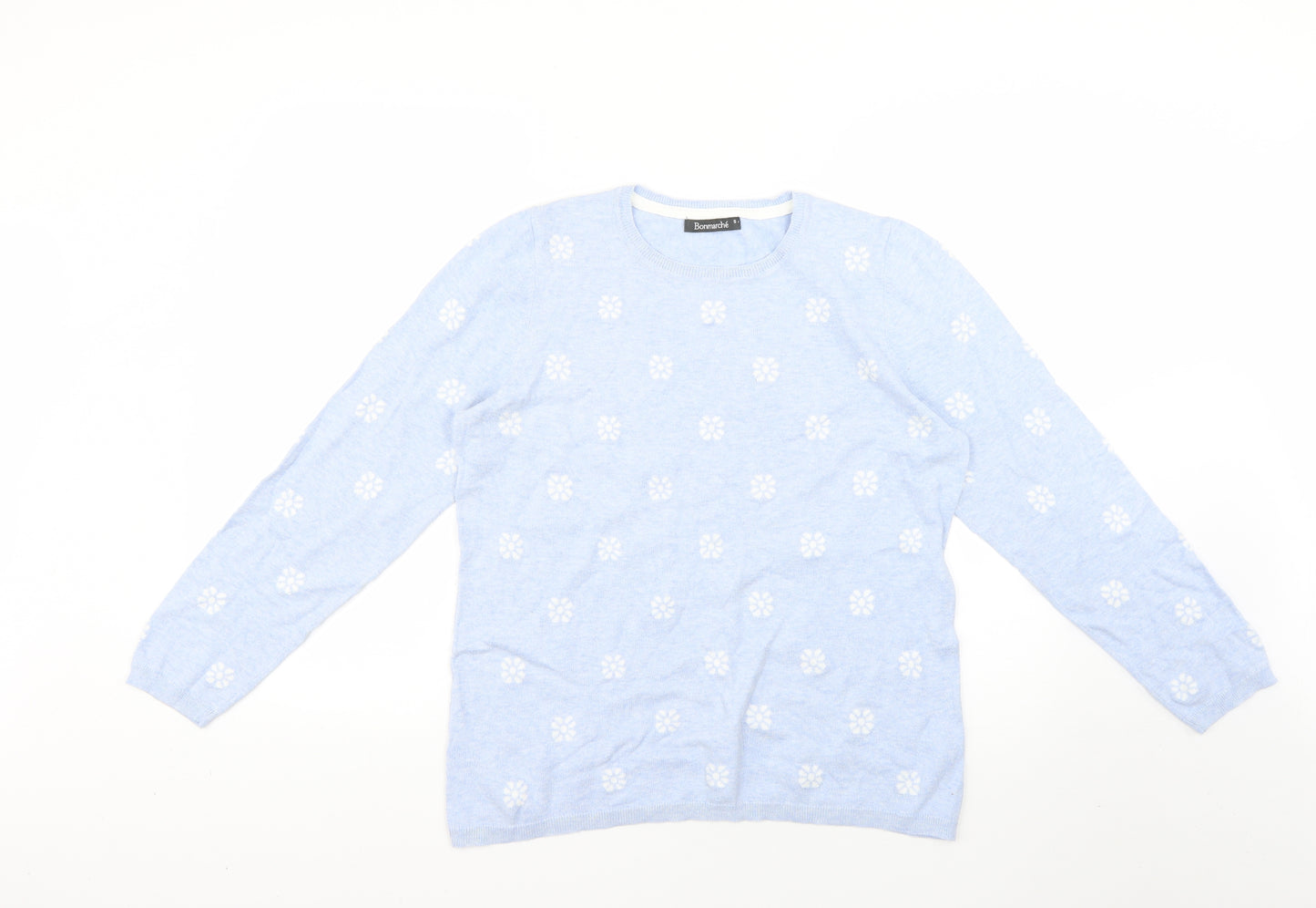 Bonmarché Womens Blue Floral  Pullover Jumper Size S