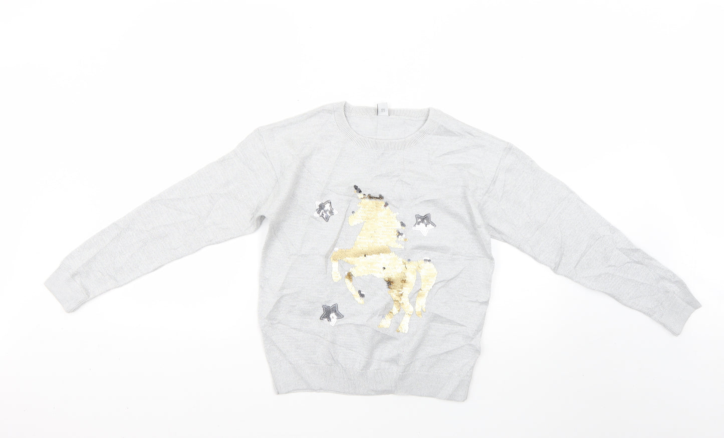 TU Girls Silver   Pullover Jumper Size 12 Years