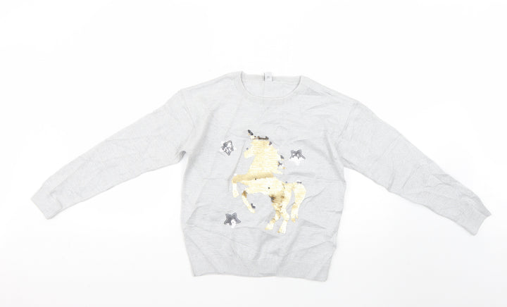 TU Girls Silver   Pullover Jumper Size 12 Years