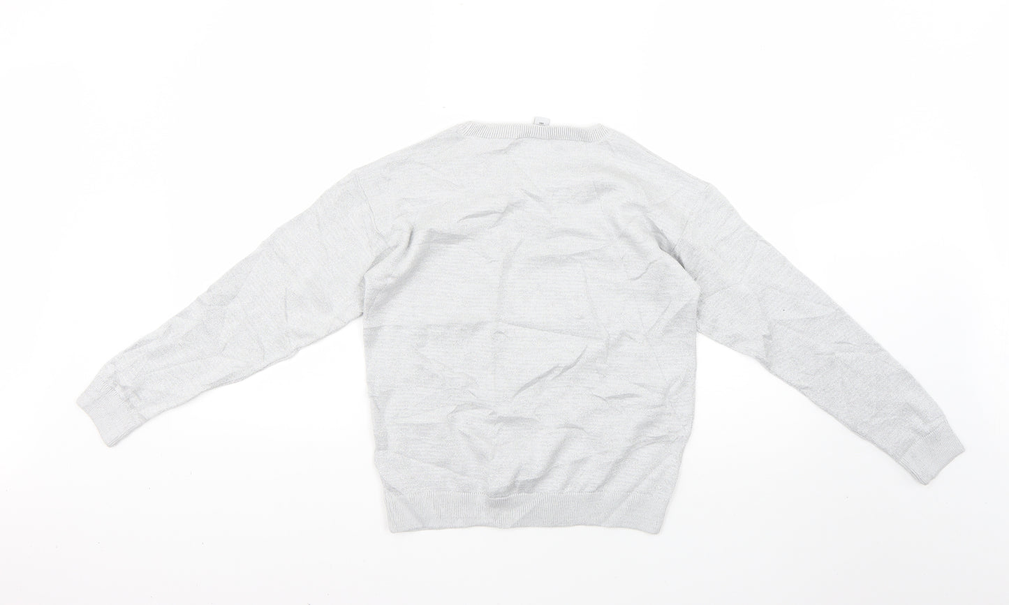 TU Girls Silver   Pullover Jumper Size 12 Years