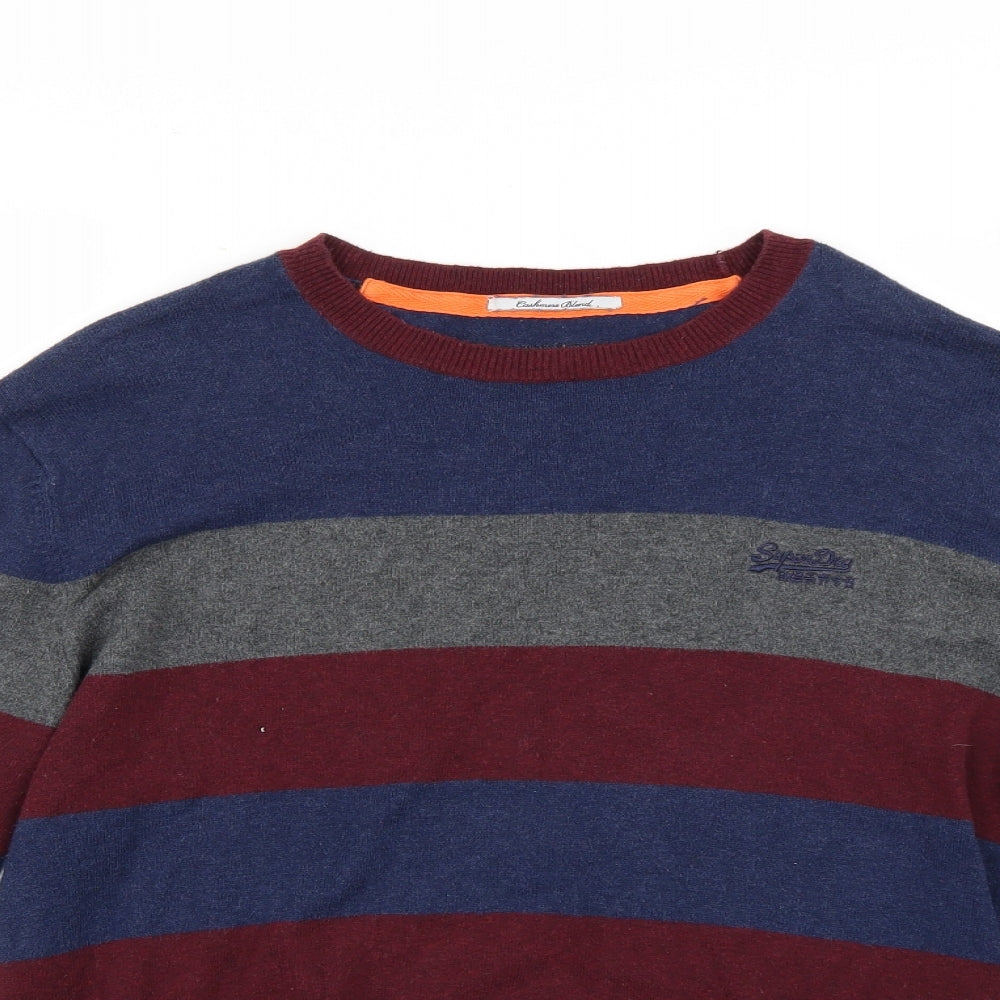 Superdry Mens Multicoloured Striped  Pullover Jumper Size XL