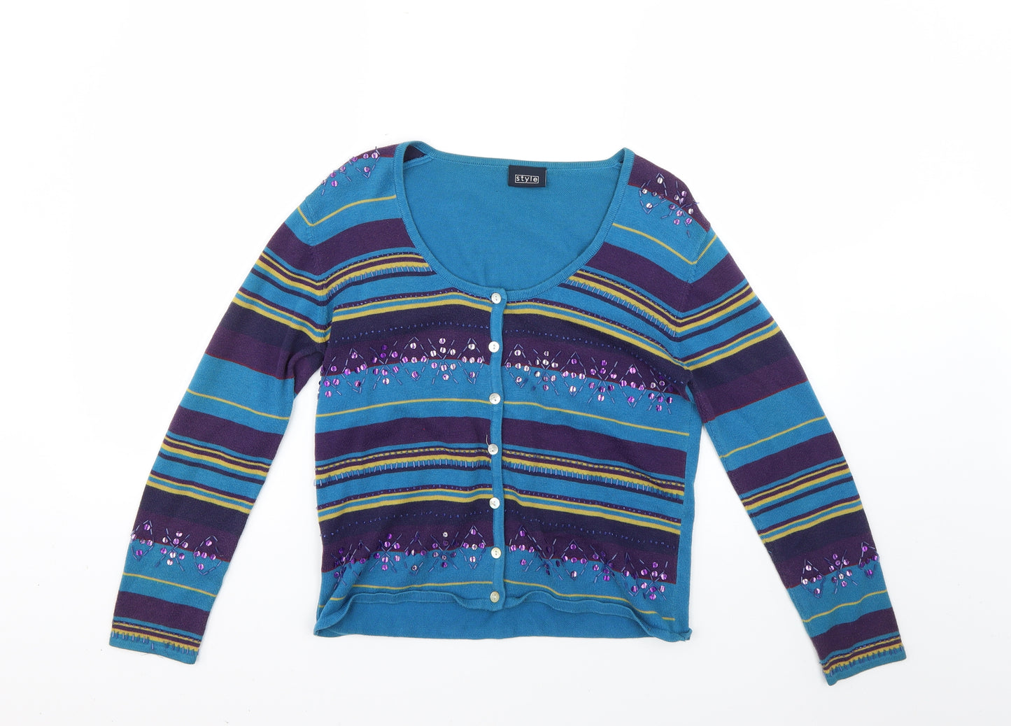 Style Womens Multicoloured Geometric  Cardigan Jumper Size 12