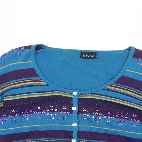 Style Womens Multicoloured Geometric  Cardigan Jumper Size 12