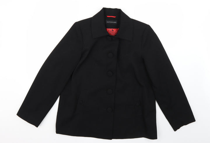 Warehouse Womens Black   Overcoat Coat Size 14