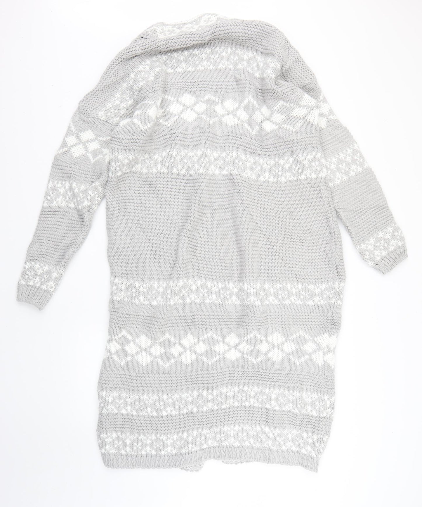 Dorothy Perkins Womens Grey Geometric  Cardigan Jumper Size M