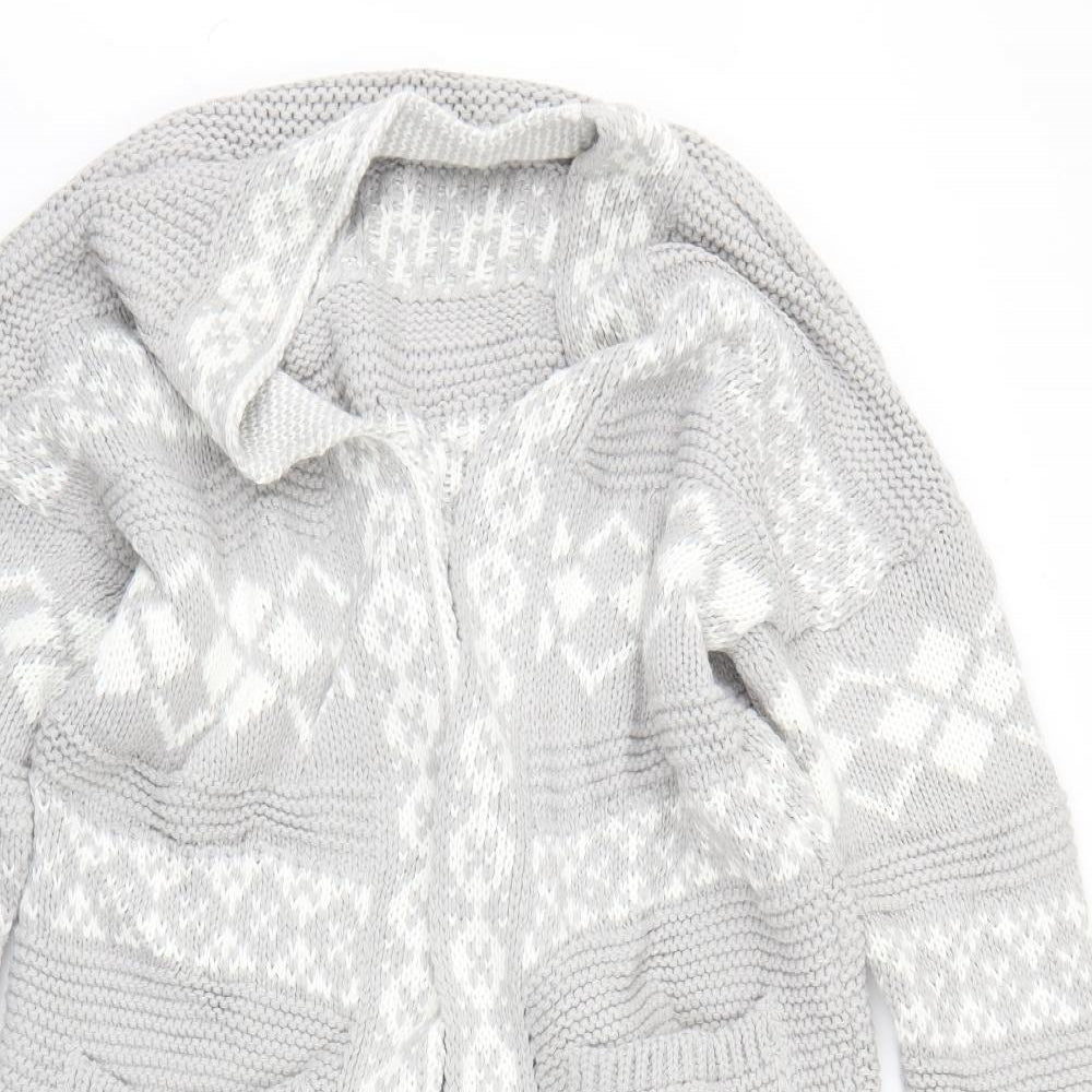 Dorothy Perkins Womens Grey Geometric  Cardigan Jumper Size M