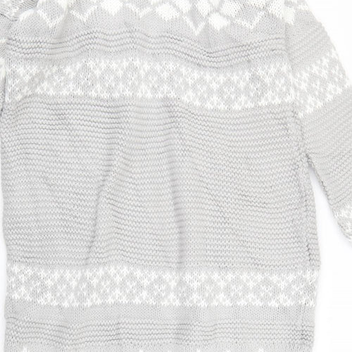 Dorothy Perkins Womens Grey Geometric  Cardigan Jumper Size M