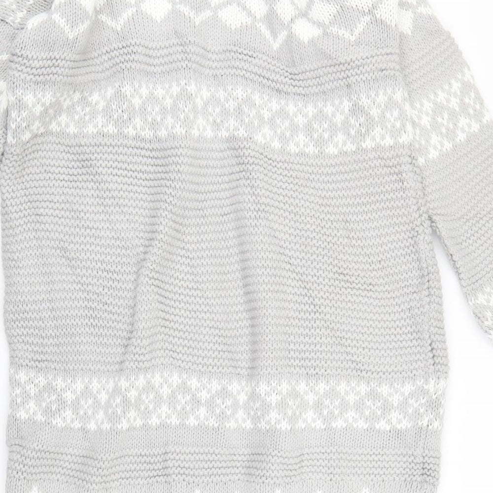 Dorothy Perkins Womens Grey Geometric  Cardigan Jumper Size M